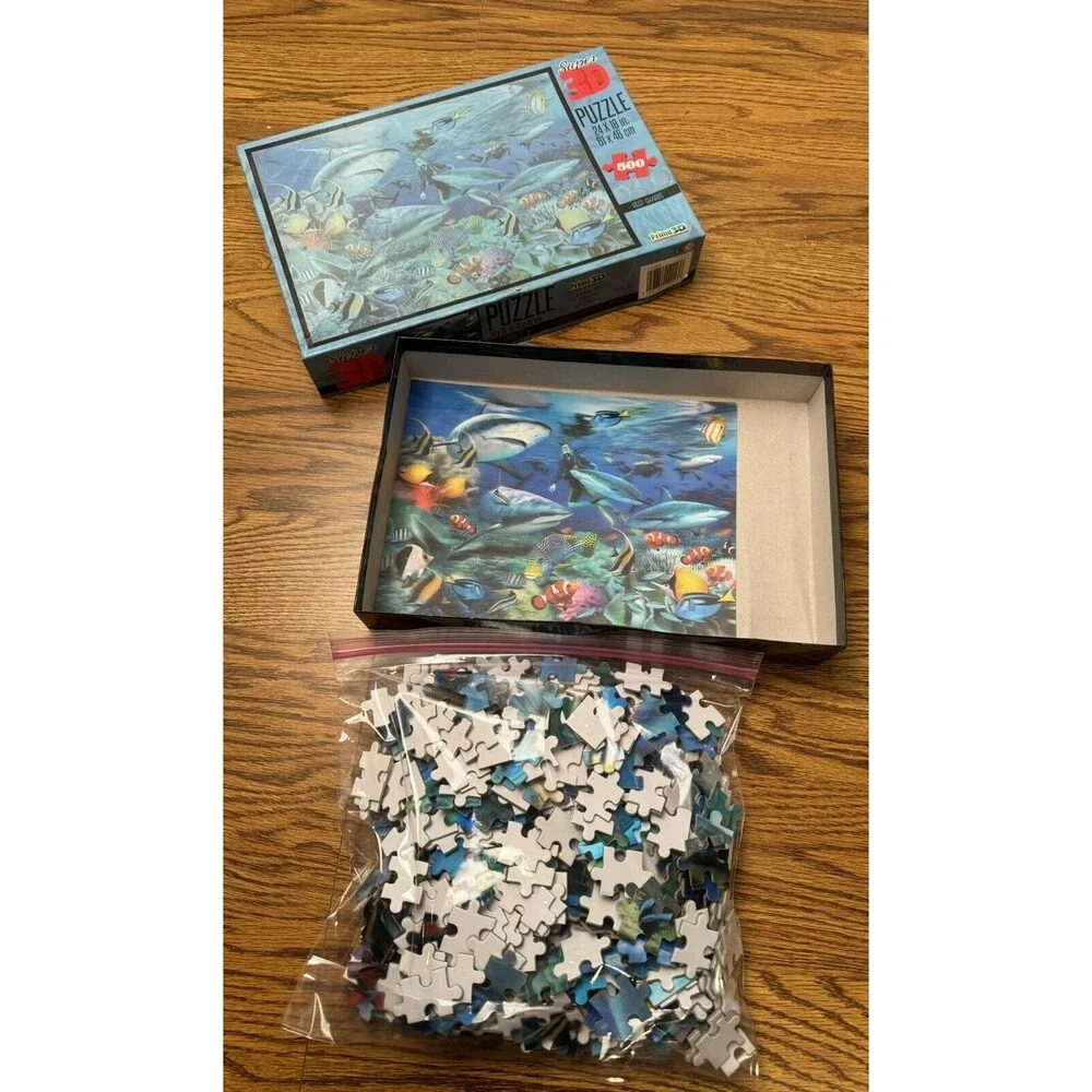 Cardinal Reef Sharks Super 3D Prime 3D Jigsaw Puzzle 500 , 61 X‎ 46 cm